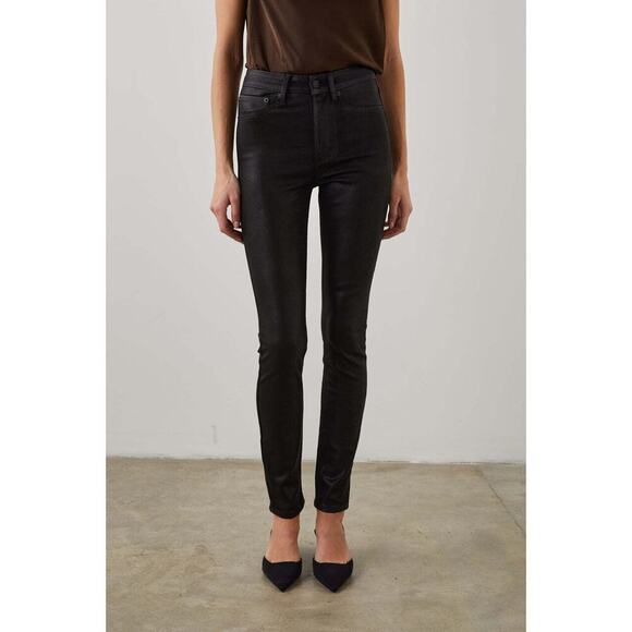 New Rails Womens Larchmont High Rise Skinny Jeans Coated Noir Black Size 31x27 - Picture 1 of 7